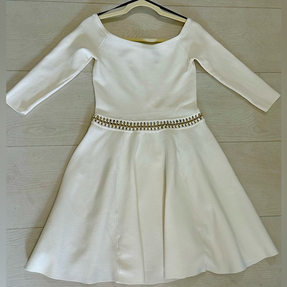 Marciano Cream A-Line Off-the-Shoulder Midi Dress